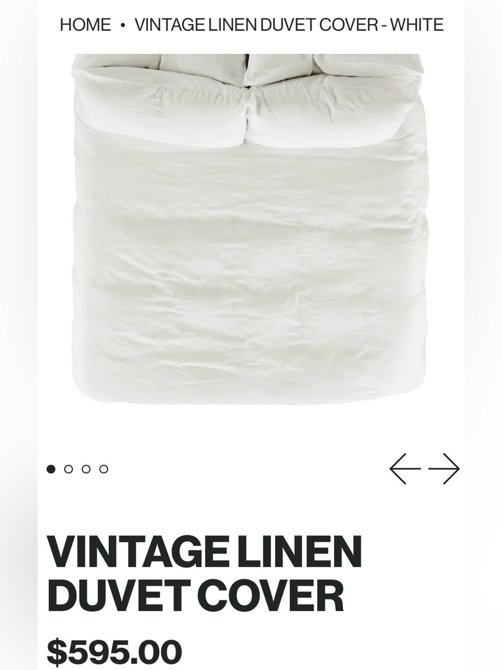 MATTEO BEDDING WHITE LINEN DIVET COVER KING
